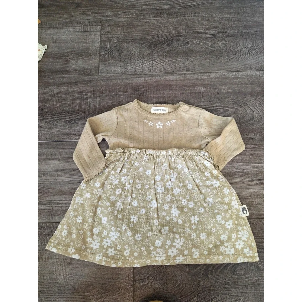 Rabbit bear baby girl bodysuit dress 3-6‎ mos